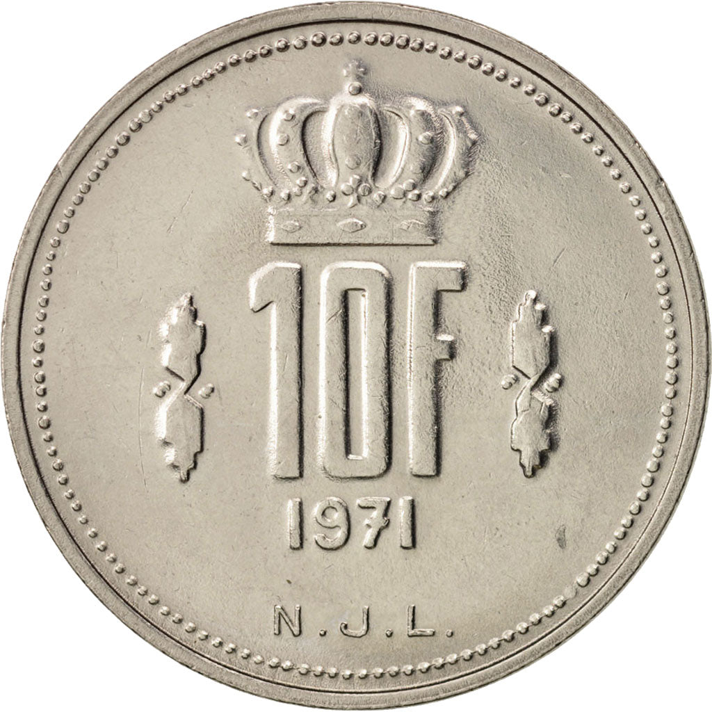 Luxembourg, Jean, 10 Francs, 1971, AU(55-58), Nickel, KM:57
