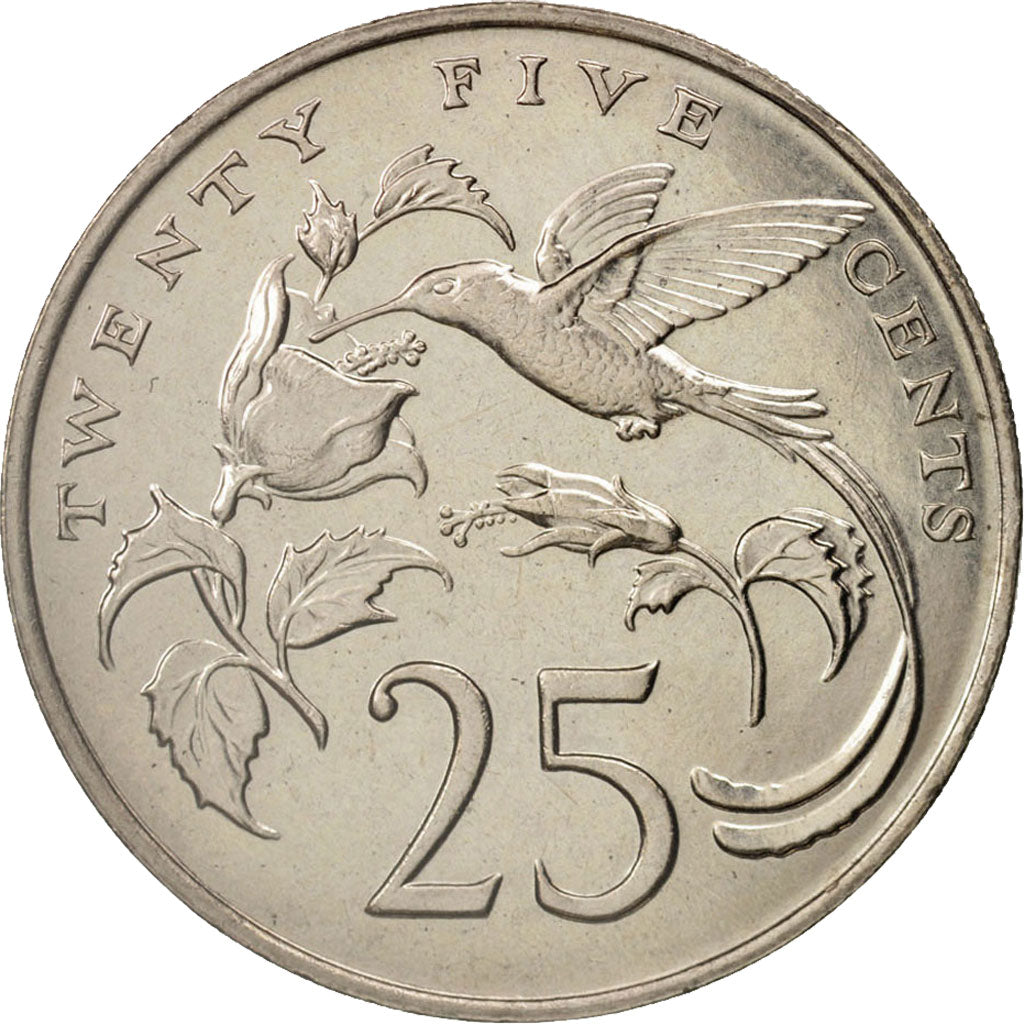 Jamaica, Elizabeth II, 25 Cents, 1975, Franklin Mint, AU(55-58), Copper-nickel