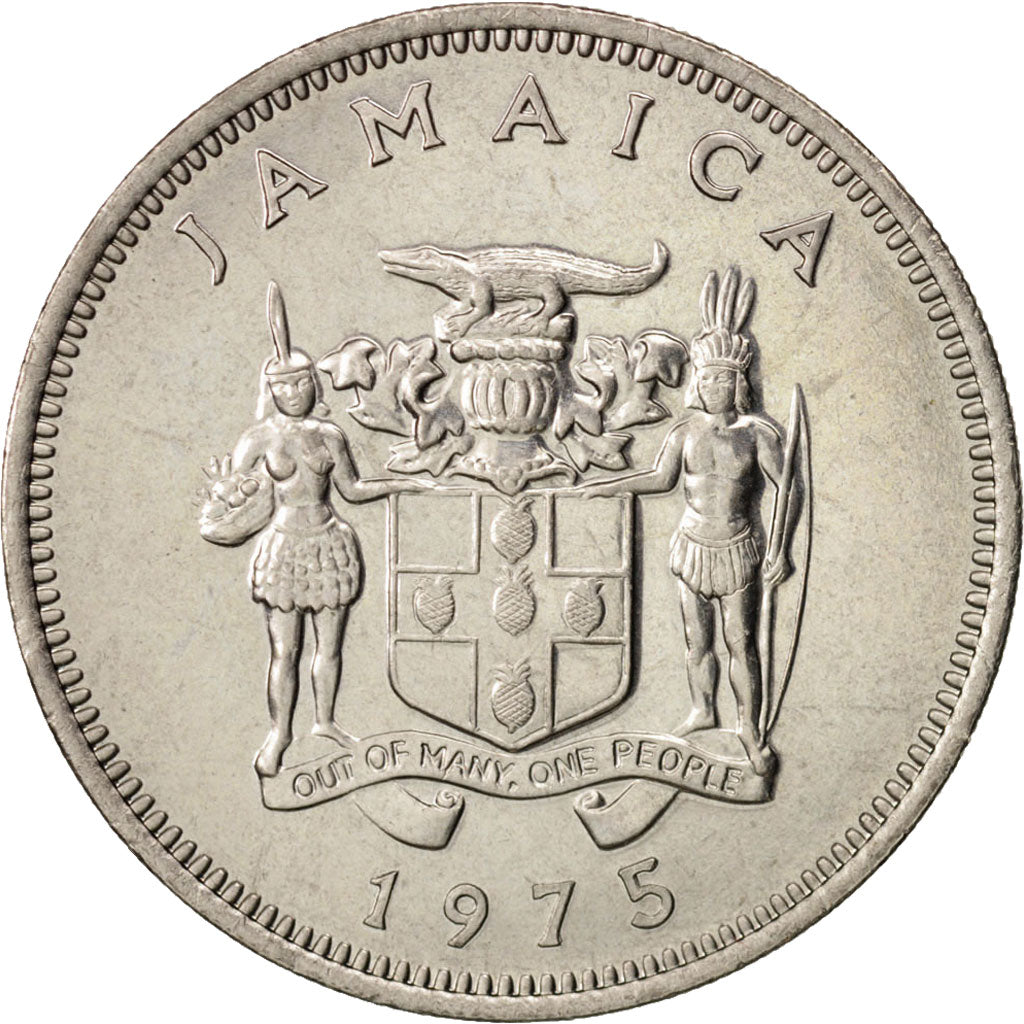 Coin, Jamaica, Elizabeth II, 20 Cents, 1975, Franklin Mint, AU(50-53)