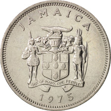 Moneda, Jamaica, Elizabeth II, 20 Cents, 1975, Franklin Mint, MBC+, Cobre -