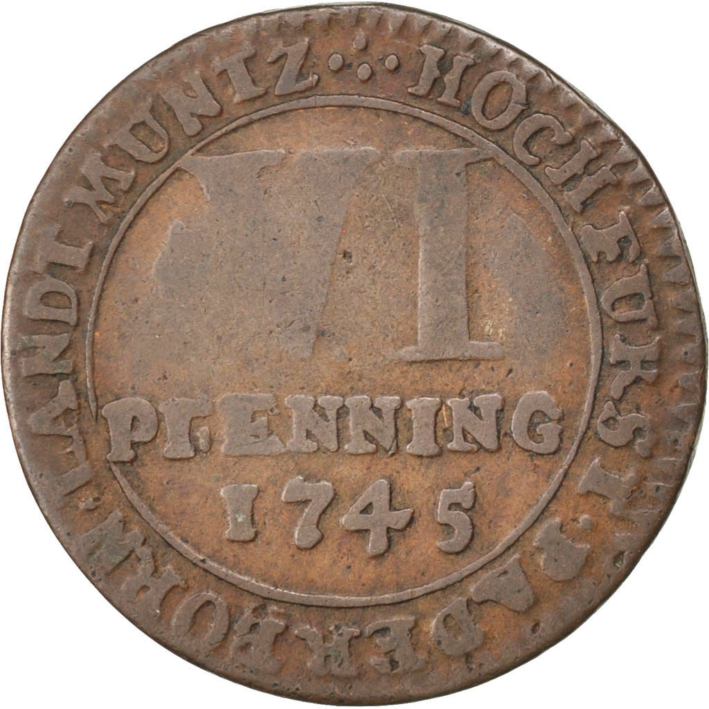 GERMAN STATES, 1/3 Thaler, 1/2 Gulden, 1745, KM #220, VF(20-25), Silver, 4.14