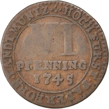 GERMAN STATES, 1/3 Thaler, 1/2 Gulden, 1745, KM #220, VF(20-25), Silver, 4.14