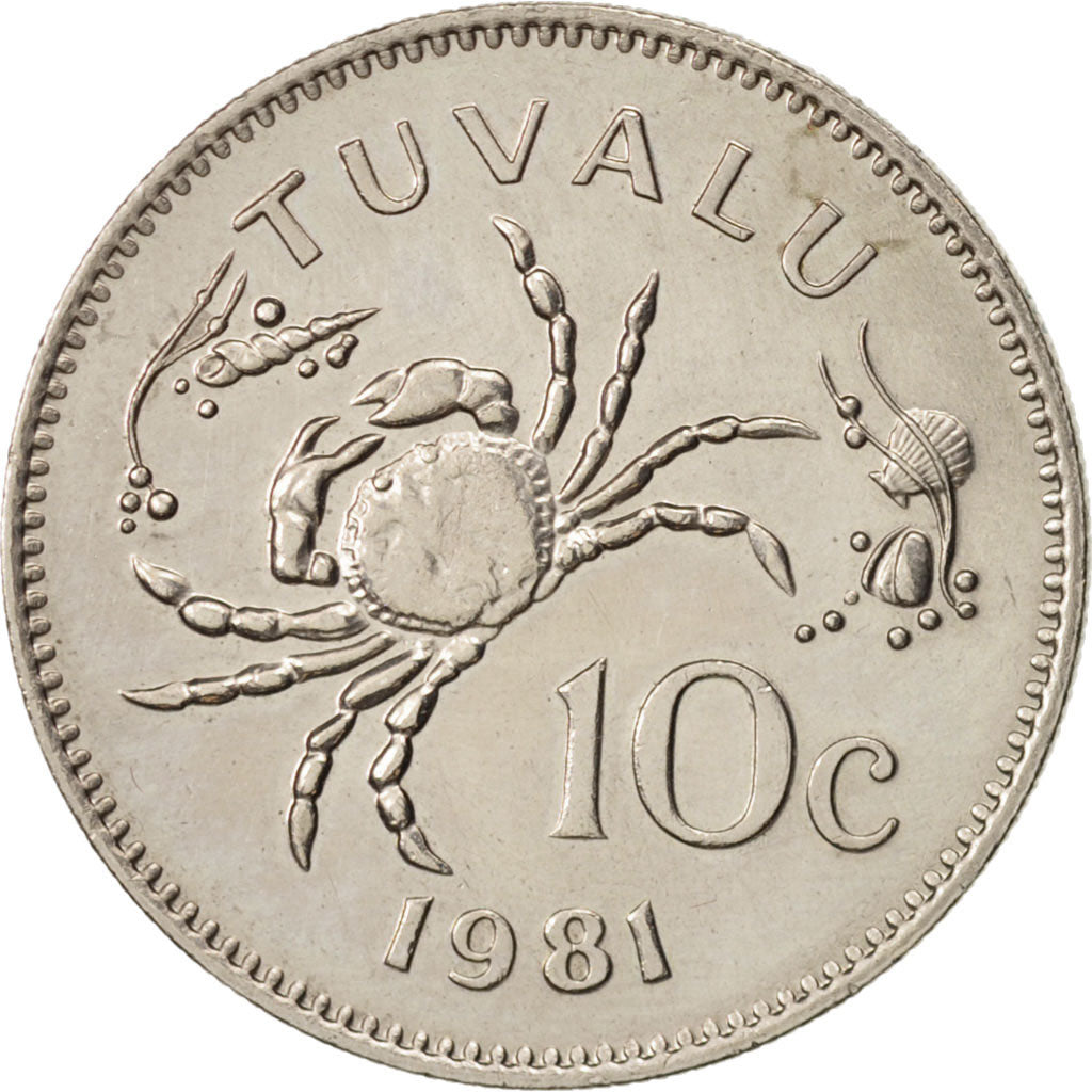 Tuvalu, Elizabeth II, 10 Cents, 1981, British Royal Mint, AU(50-53)