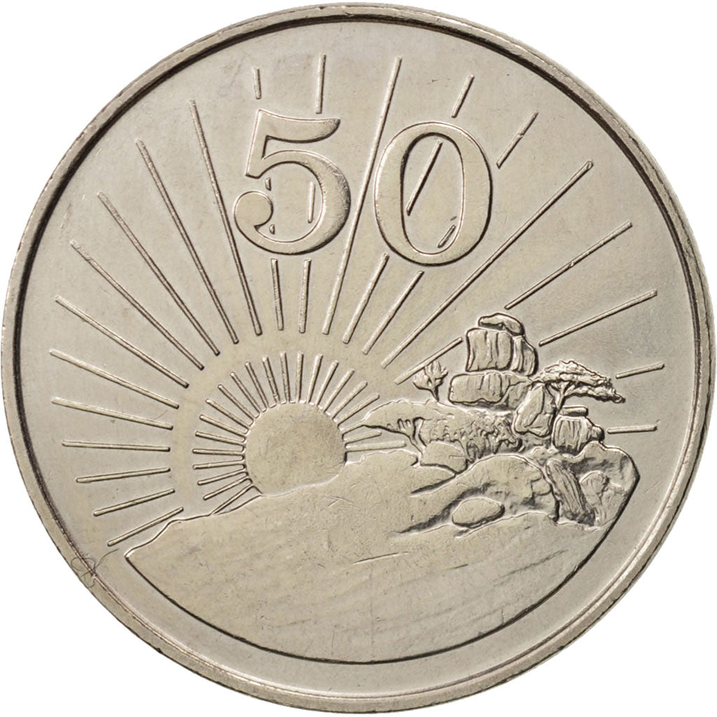 Zimbabwe, 50 Cents, 1980, AU(50-53), Copper-nickel, KM:5