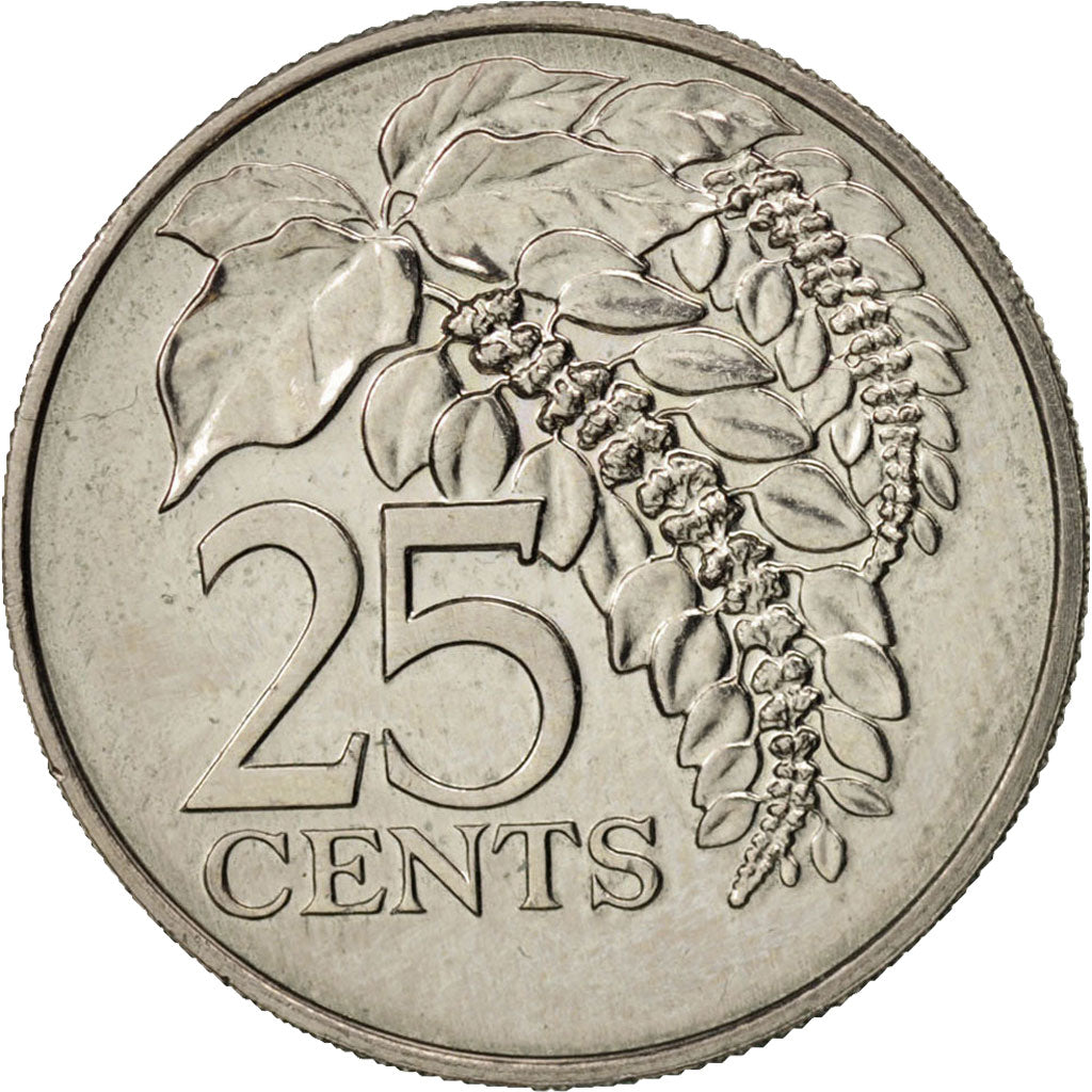 Coin, TRINIDAD & TOBAGO, 25 Cents, 1980, AU(50-53), Copper-nickel, KM:32