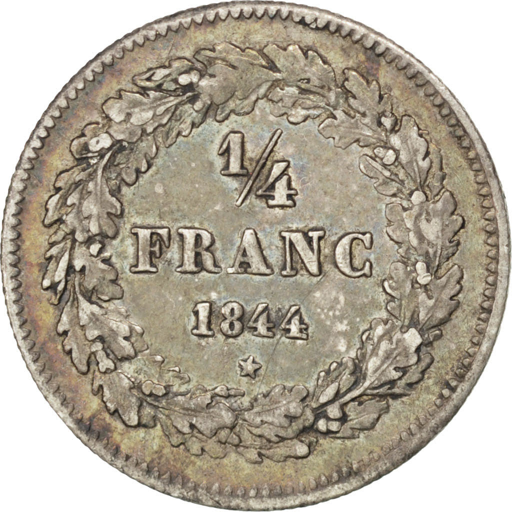 Moneta, Belgio, Leopold I, 1/4 Franc, 1844, Brussels, BB+, Argento, KM:8