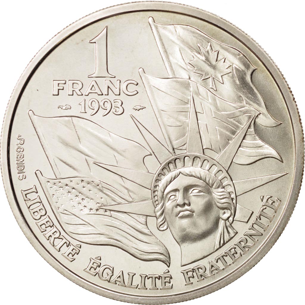 France, Franc, 1993, Paris, MS(65-70), Silver, KM:1014