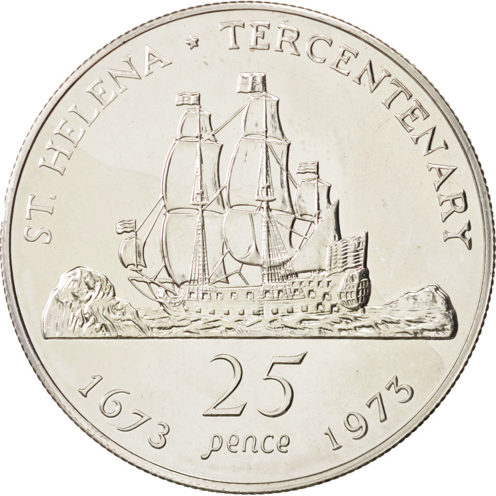 Coin, Saint Helena, Elizabeth II, 25 Pence, Crown, 1973, MS(64), Copper-nickel