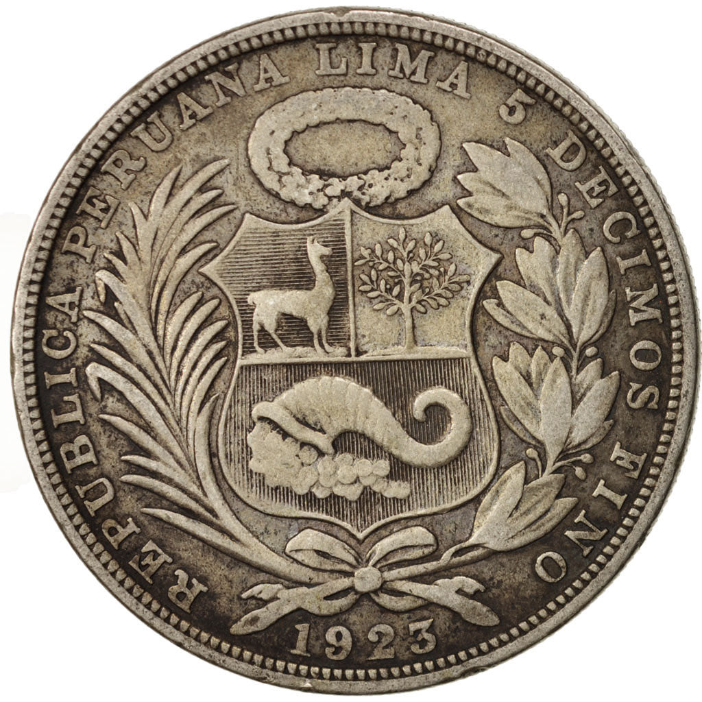 Peru, Sol, 1923, Philadelphia, EF(40-45), Silver, KM:218.1