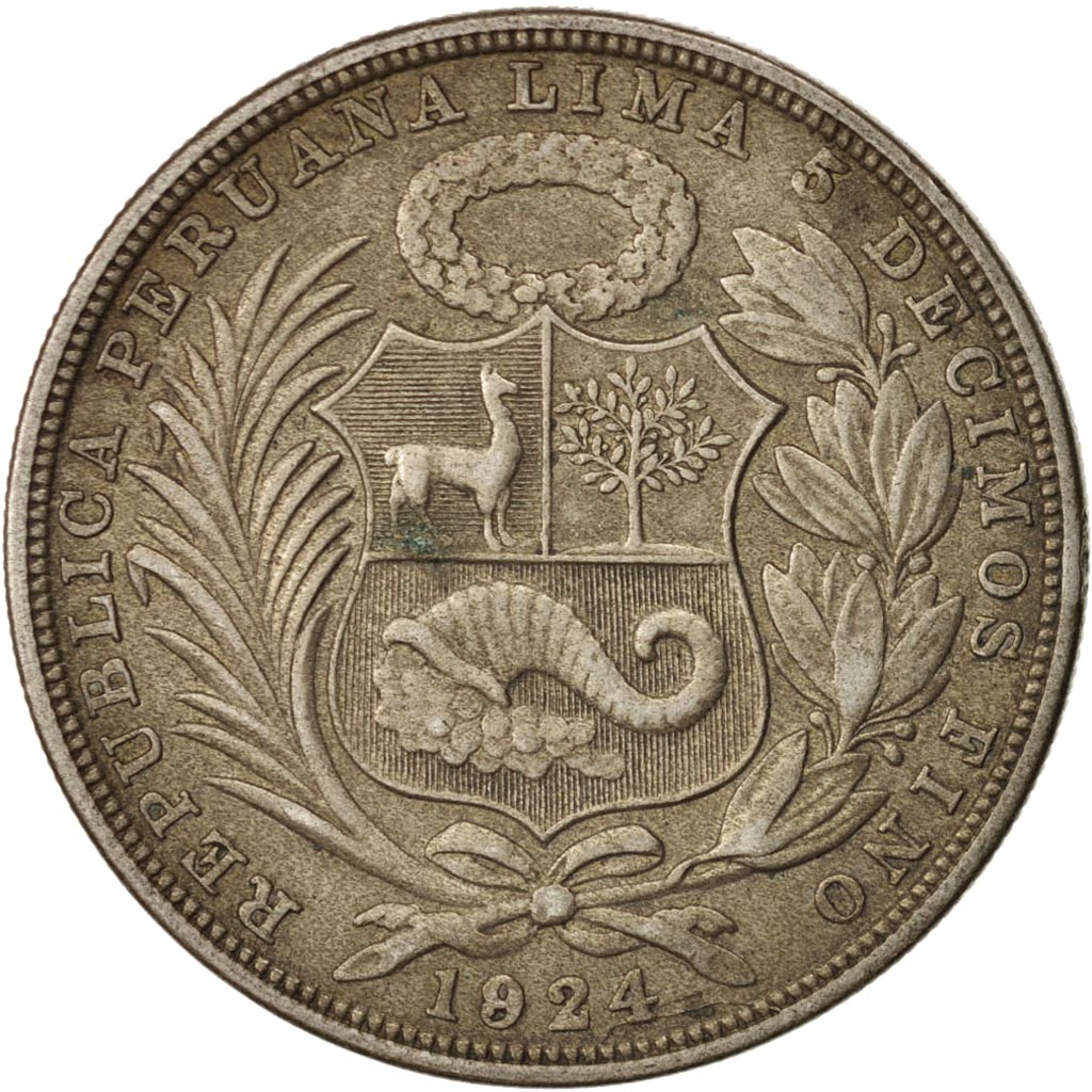 Peru, Sol, 1924, Philadelphia, EF(40-45), Silver, KM:218.1