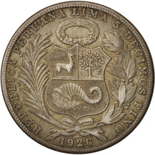 Peru, Sol, 1926, Philadelphia, EF(40-45), Silver, KM:218.1