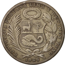 Peru, Sol, 1926, Philadelphia, EF(40-45), Silver, KM:218.1
