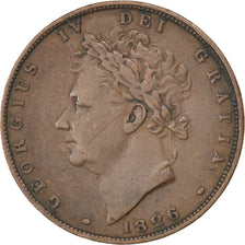 GREAT BRITAIN, Farthing, 1826, KM #697, EF(40-45), Copper, 4.69