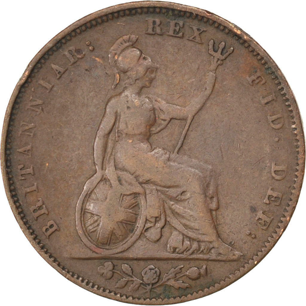 GREAT BRITAIN, Farthing, 1826, KM #697, EF(40-45), Copper, 4.69