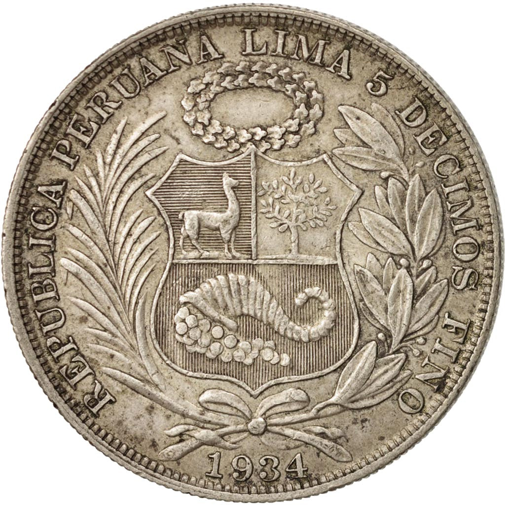 Peru, Sol, 1934, Lima, SS, Silber, KM:218.2