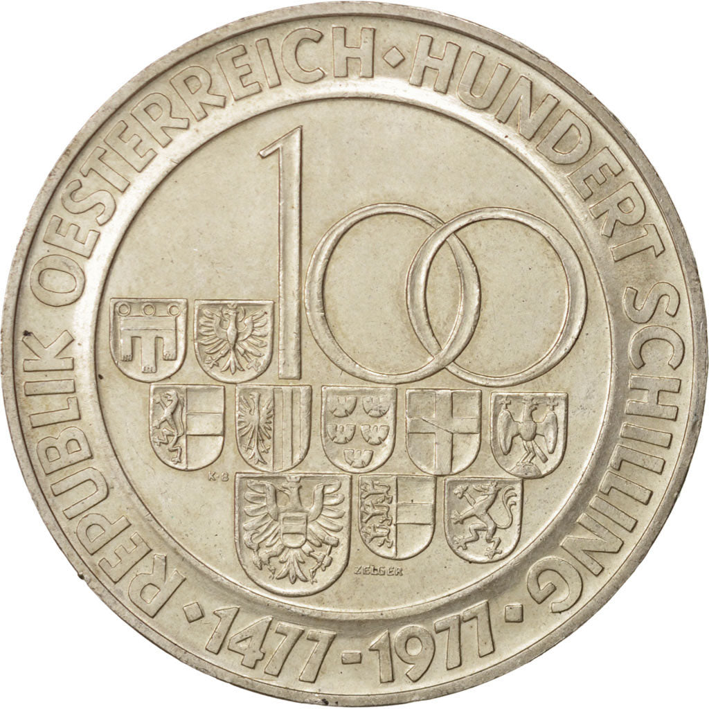 Austria, 100 Schilling, 1977, Hall, MS(60-62), Silver, KM:2936