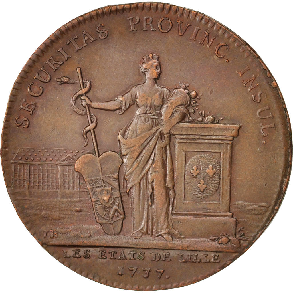 France, Token, Royal, États de Lille, 1737, Duvivier, EF(40-45), Copper, 31