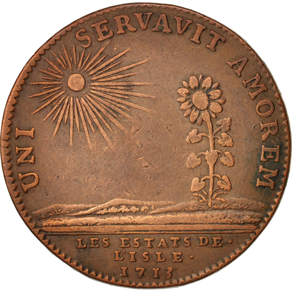 Francia, Token, Royal, États de Lille, Louis XIV, 1713, MB+, Rame