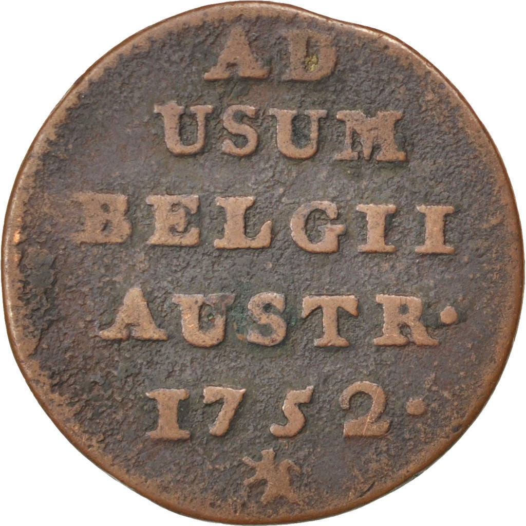 Paesi Bassi austriaci, Maria Theresa, Liard, Oord, 1752, Bruges, B+, Rame, KM:2