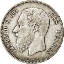 Coin, Belgium, Leopold II, 5 Francs, 5 Frank, 1869, Brussels, EF(40-45), Silver
