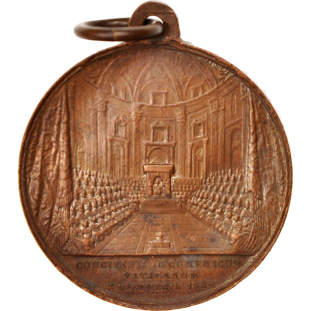 Watykan, Medal, Pius IX, Concilium, Religie i wierzenia, 1869, AU(50-53), Miedź