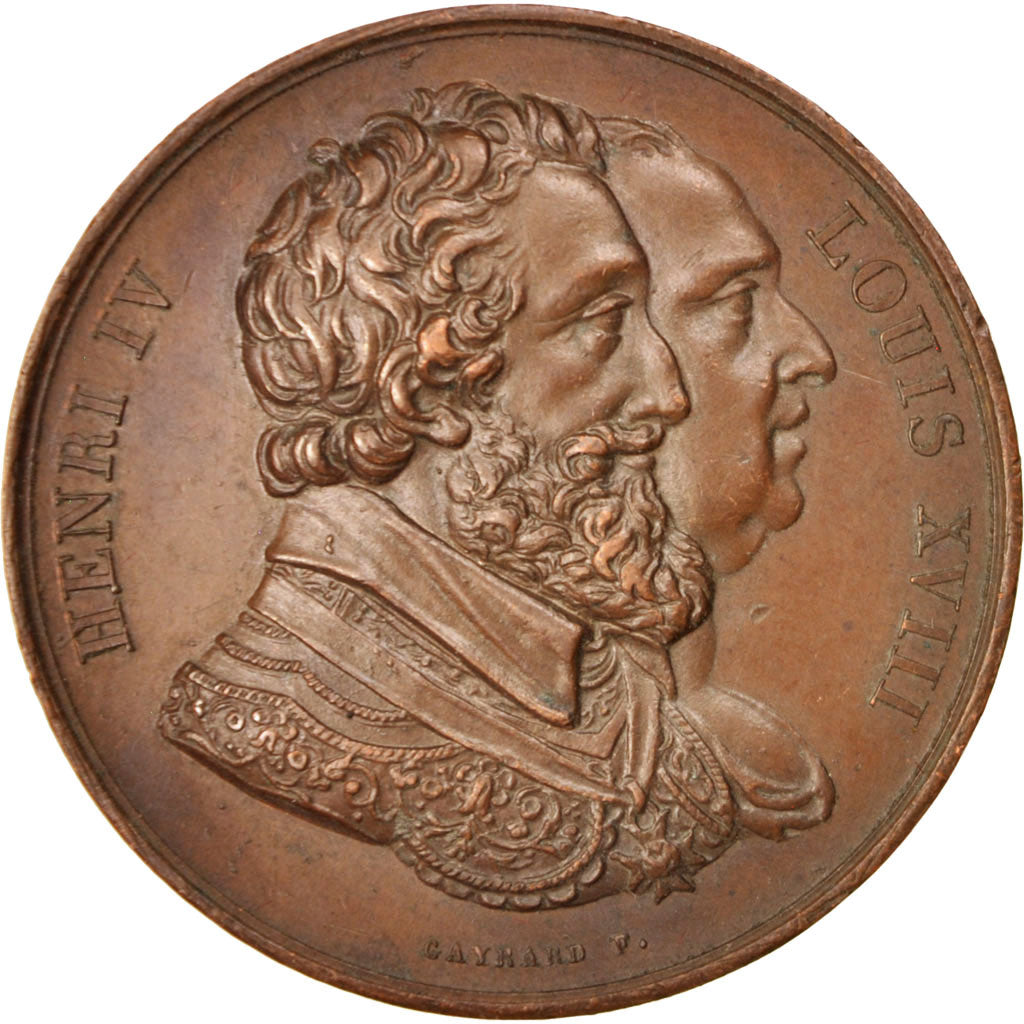 France, Medal, Louis XVIII, Rétablissement de la statue d'Henri IV, History