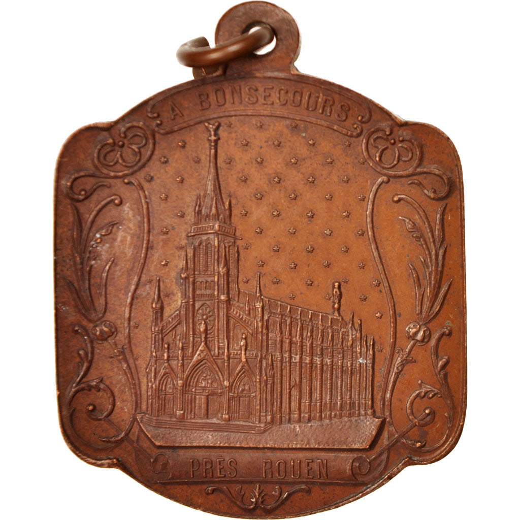France, Medal, Rouen, Notre Dame de Bon-Secours, Religions & beliefs, XIXth
