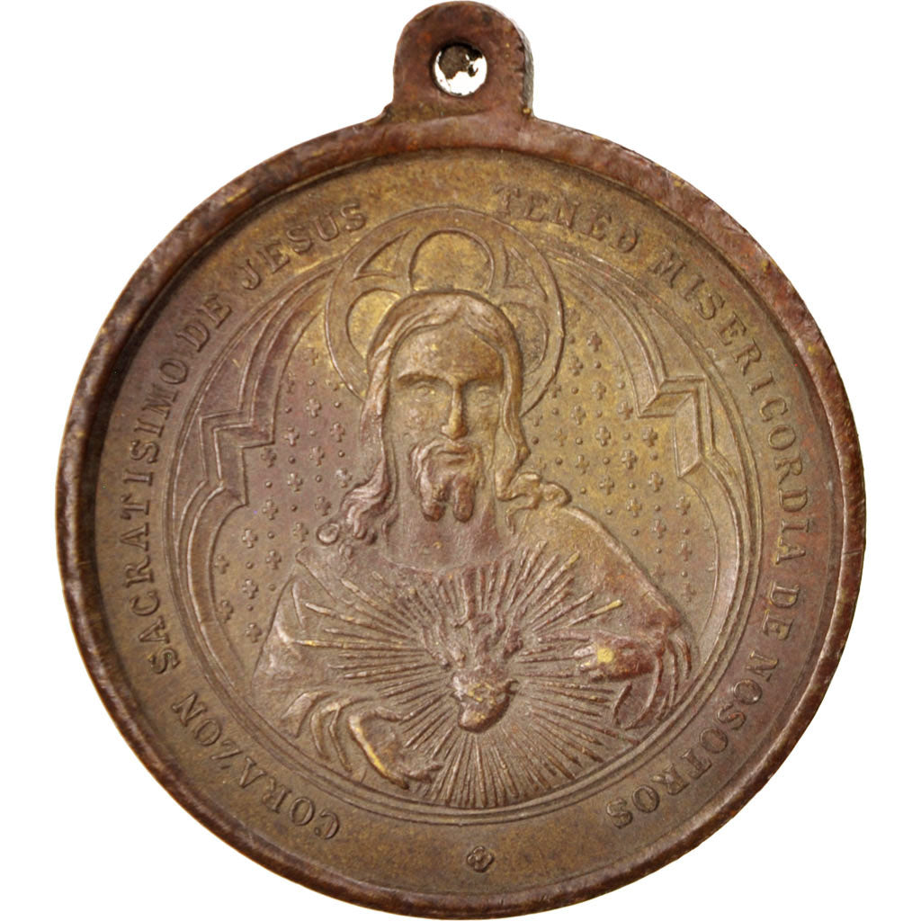 Spain, Medal, Jesus and the Virgin, Religions & beliefs, XIXth Century