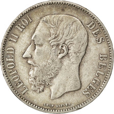 Coin, Belgium, Leopold II, 5 Francs, 5 Frank, 1872, Brussels, EF(40-45), Silver