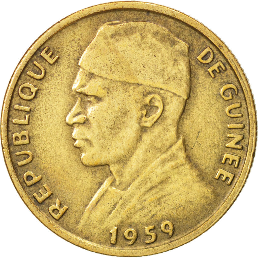 Guinea, 10 Francs, 1959, AU(50-53), Aluminum-Bronze, KM:2