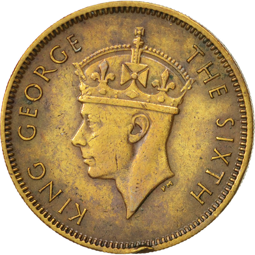 Moneda, Hong Kong, George VI, 10 Cents, 1950, MBC+, Níquel - latón, KM:25