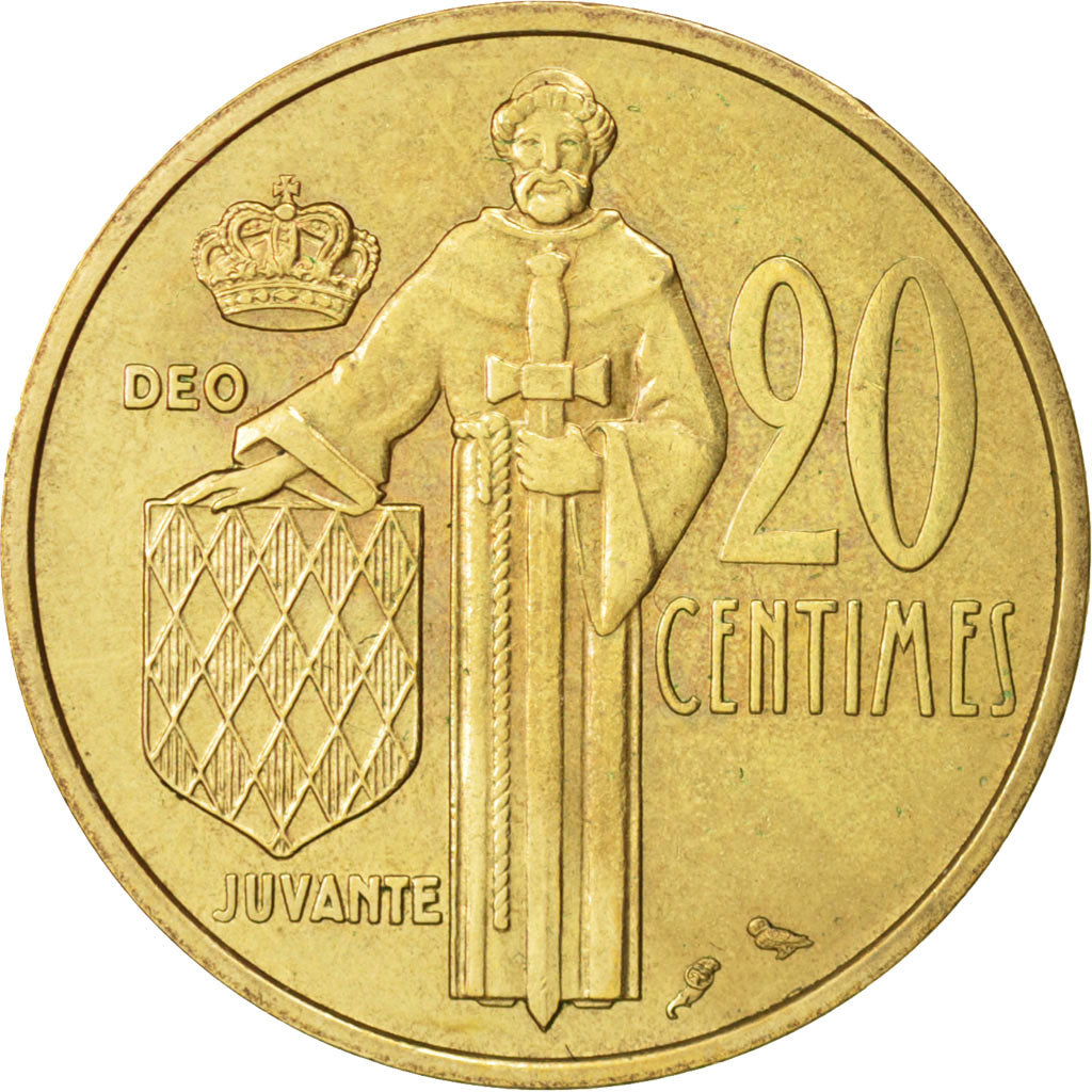 Monaco, Rainier III, 20 Centimes, 1962, AU(50-53), Aluminum-Bronze, KM:143