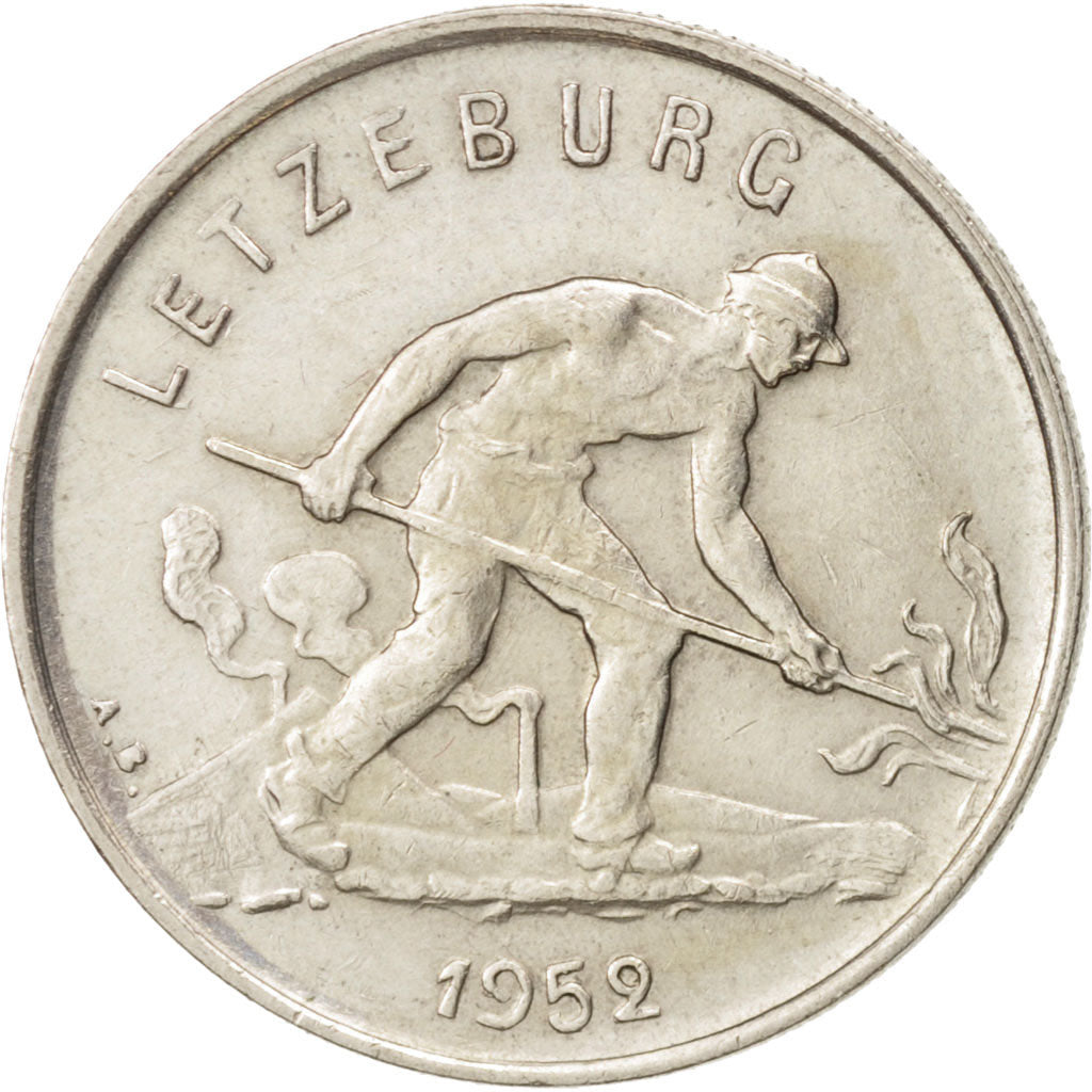 Coin, Luxembourg, Charlotte, Franc, 1952, AU(50-53), Copper-nickel, KM:46.2