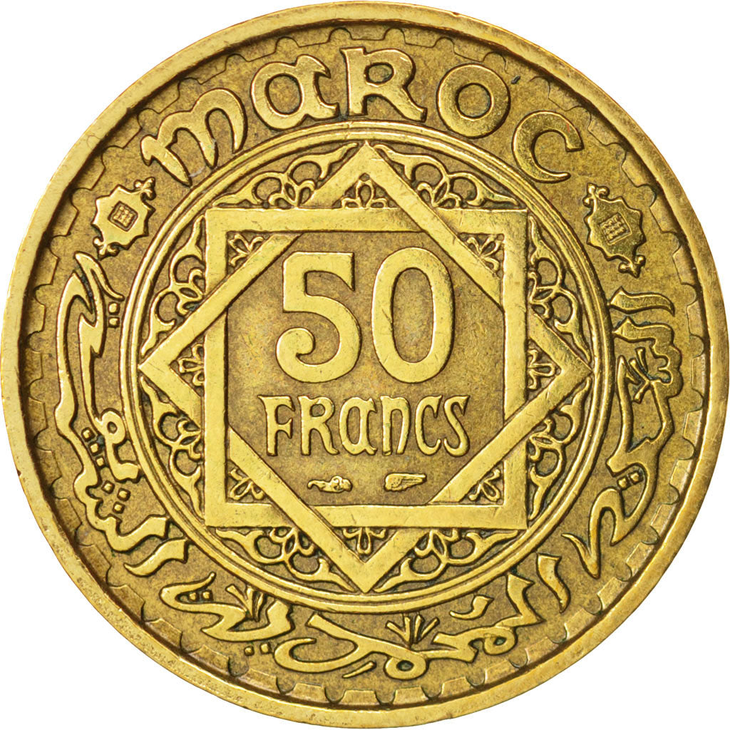 Marokko, Mohammed V, 50 Francs, 1952, Paris, SS+, Aluminum-Bronze, KM:51