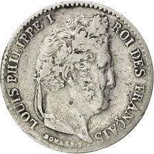 FRANCE, Louis-Philippe, 1/4 Franc, 1840, Paris, KM #740.1, VF(20-25), Silver,...