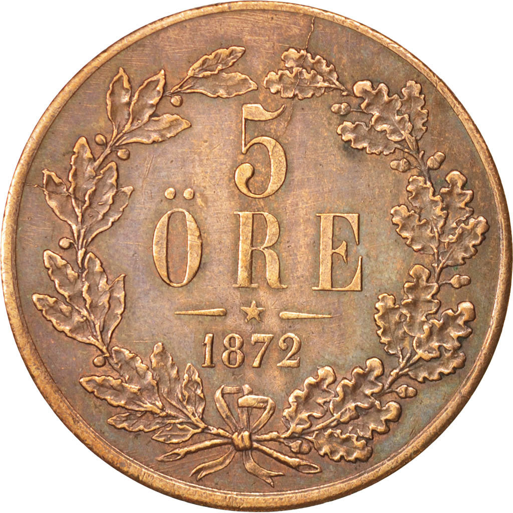 Monnaie, Suède, Carl XV Adolf, 5 Öre, 1872, TTB+, Bronze, KM:707