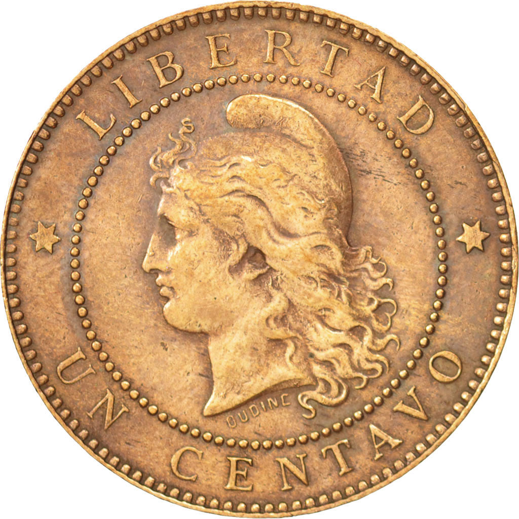 Argentina, Centavo, 1884, AU(50-53), Bronze, KM:32