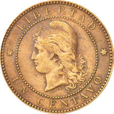 Argentina, Centavo, 1884, AU(50-53), Bronze, KM:32