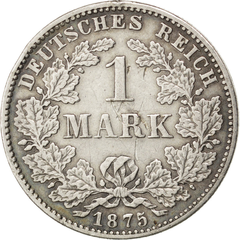 Coin, GERMANY - EMPIRE, Wilhelm I, Mark, 1875, Frankfurt, EF(40-45), Silver
