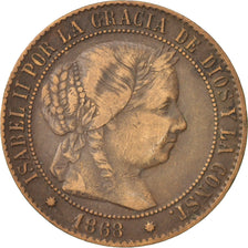 Spain, Isabel II, 2-1/2 Centimos, 1868, Madrid, EF(40-45), Copper, KM:634.1