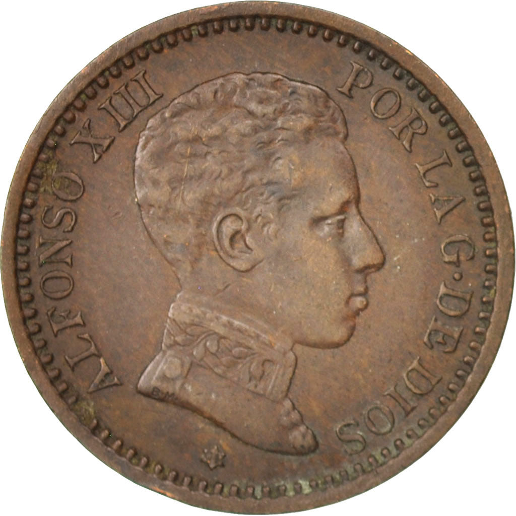 Spain, Alfonso XIII, 2 Centimos, 1904, Madrid, AU(50-53), Copper, KM:722