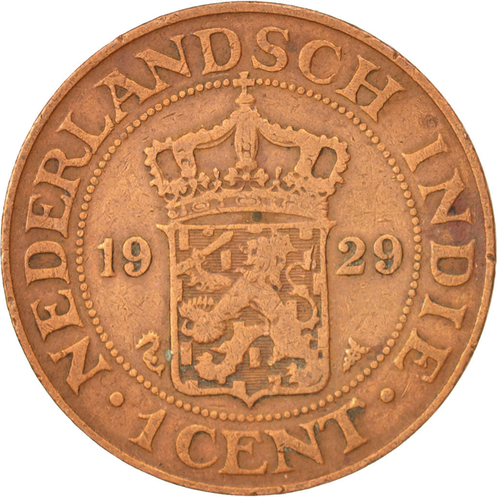 NETHERLANDS EAST INDIES, Wilhelmina I, Cent, 1929, Utrecht, Caduceus