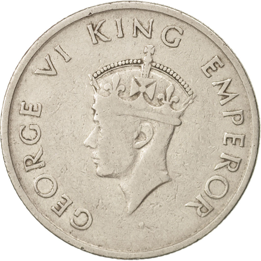 INDIA-BRITISH, George VI, 1/2 Rupee, 1947, Bombay, EF(40-45), Nickel, KM:553