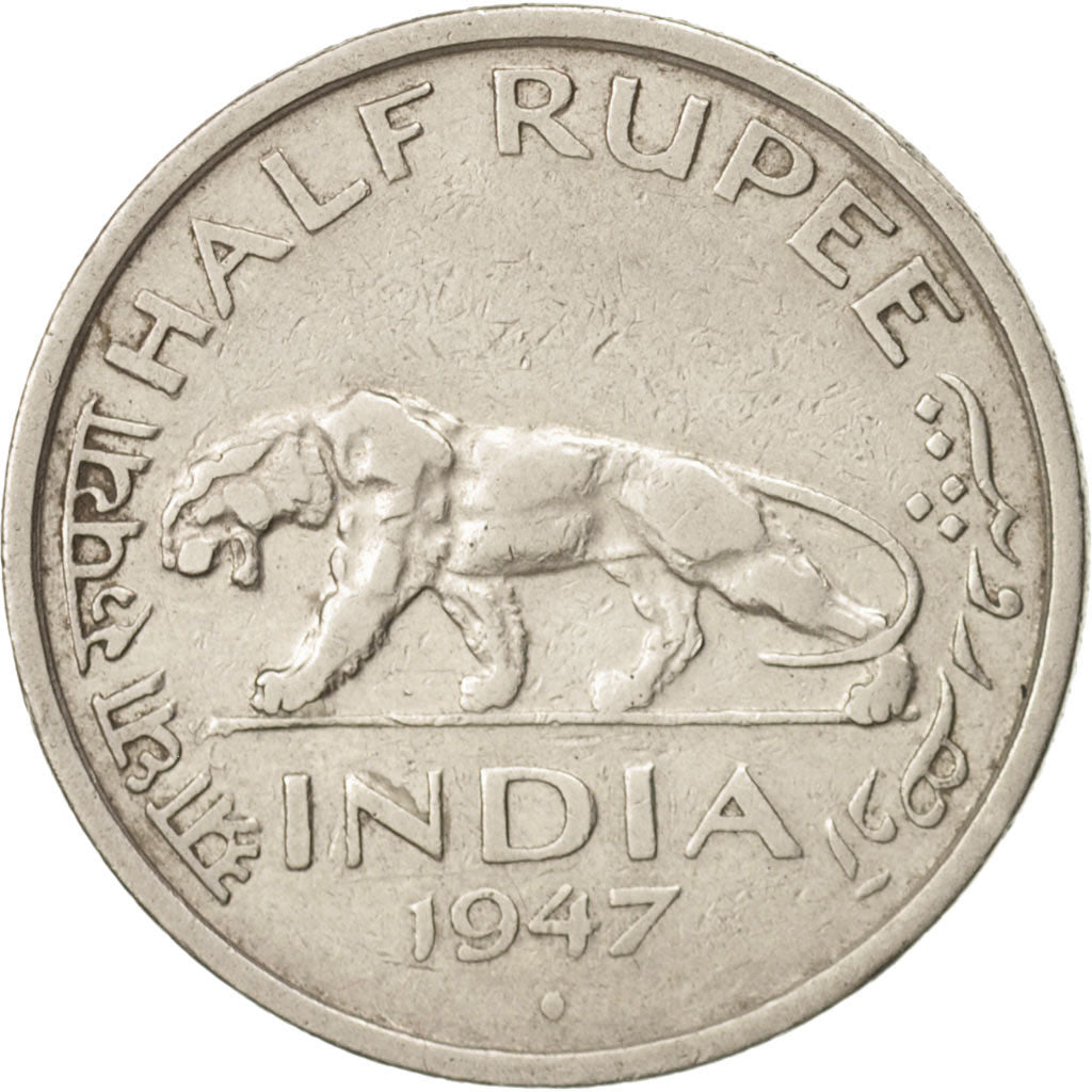 INDIA-BRITISH, George VI, 1/2 Rupee, 1947, Bombay, EF(40-45), Nickel, KM:553