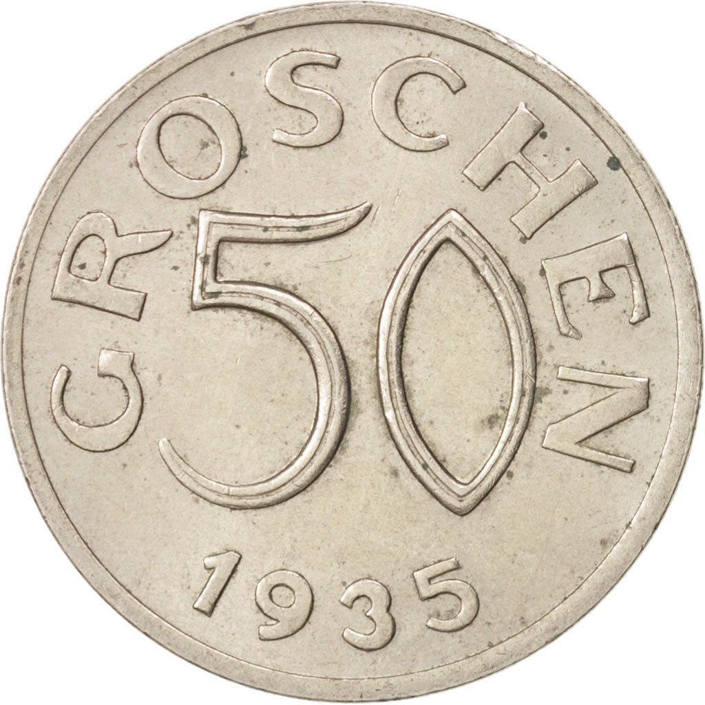 Austria, 50 Groschen, 1935, AU(55-58), Copper-nickel, KM:2854