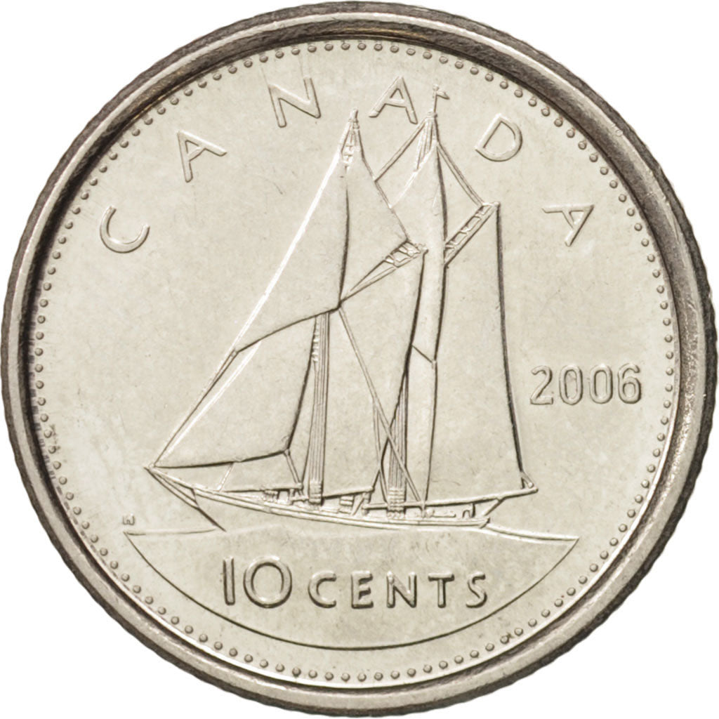 Coin, Canada, Elizabeth II, 10 Cents, 2006, Royal Canadian Mint, MS(63), Nickel