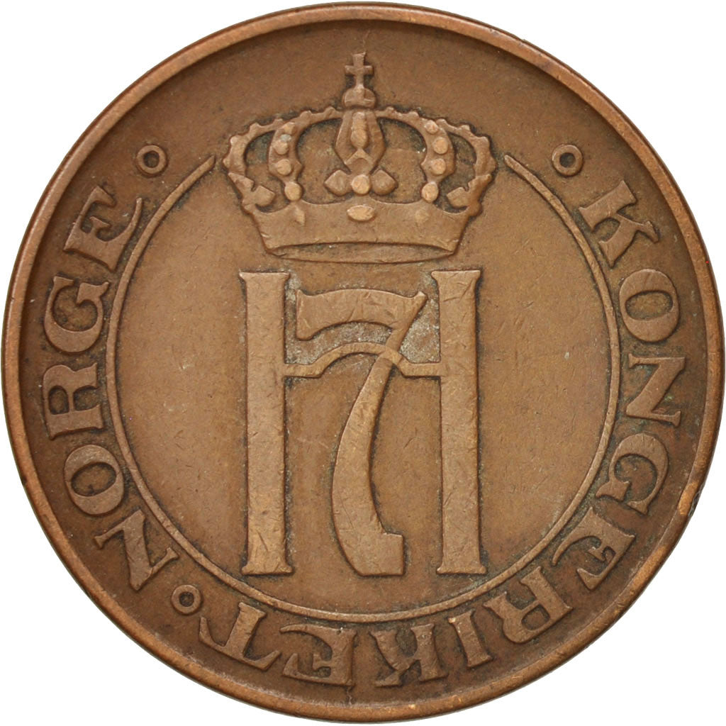 Norway, Haakon VII, 5 Öre, 1915, Kongsberg, EF(40-45), Bronze, KM:368