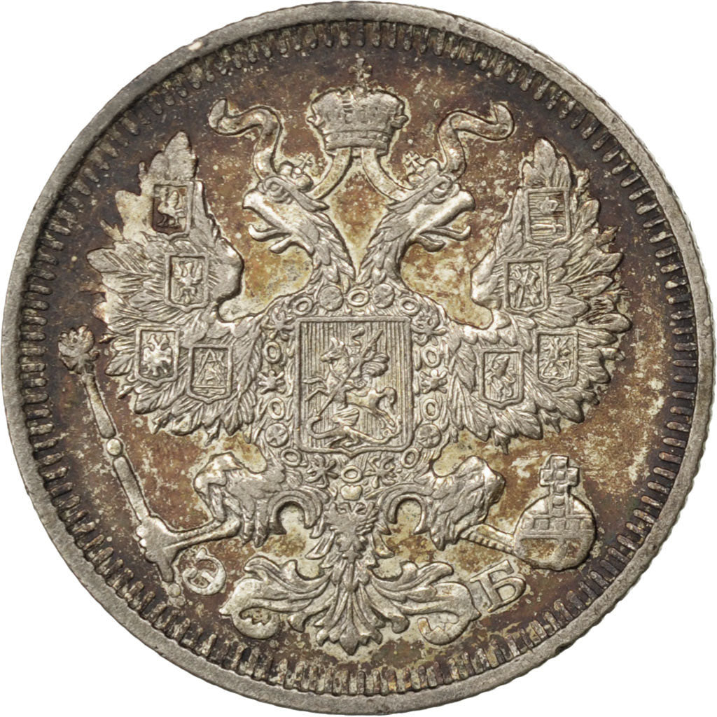 RUSSIA, 20 Kopeks, 1912, Saint-Petersburg, KM #22a.1, AU(55-58), Silver, 22,...