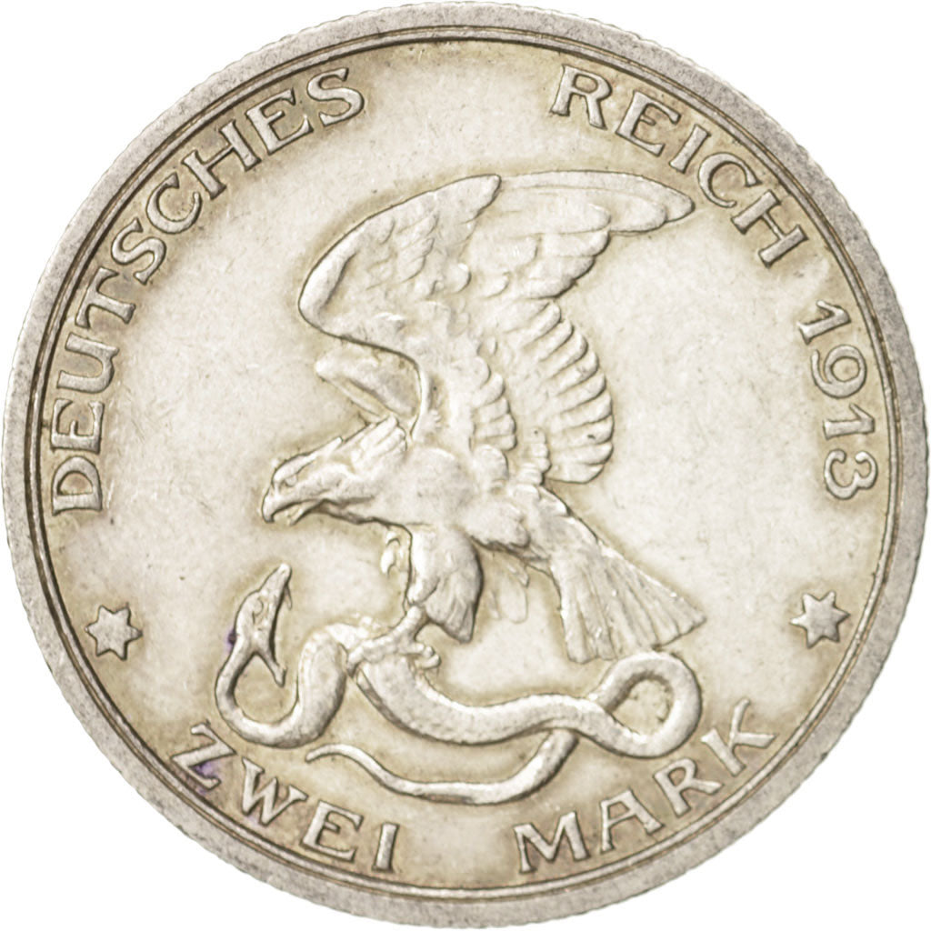 Münze, Deutsch Staaten, PRUSSIA, Wilhelm II, 2 Mark, 1913, Berlin, SS+, Silber
