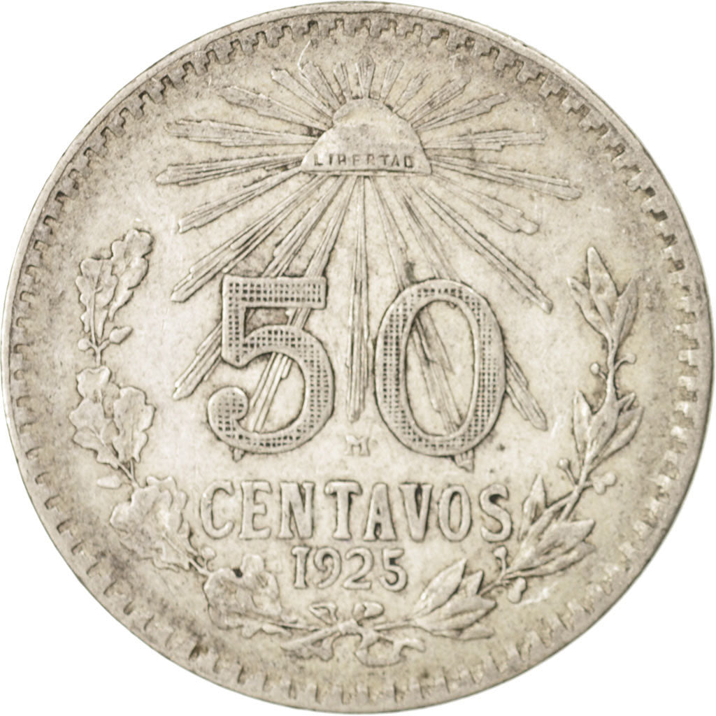Coin, Mexico, 50 Centavos, 1925, Mexico City, VF(30-35), Silver, KM:447
